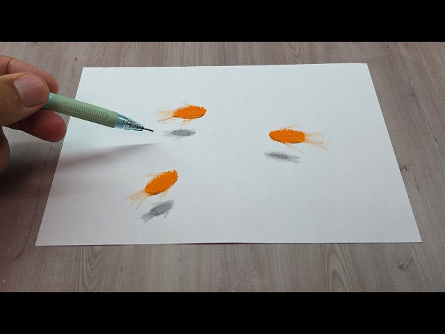 3d drawing easy fish on paper for beginners