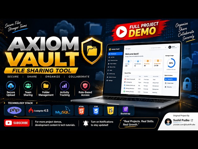 Axiom Vault 🔐 Secure Team File & Folder System | CodeIgniter 4.5 + MySQL Project Demo