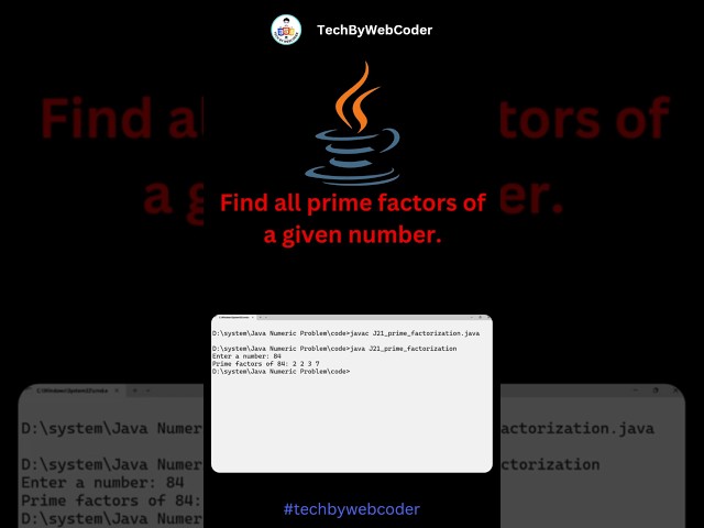 Day 21: Prime Factorization Number in Java