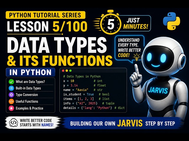 Python Data Types Explained in 5 Minutes | Lesson 5/100 | Python Tutorial for Beginners|ThinkWithAsh