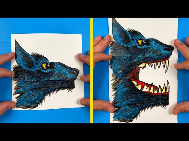 How to Draw Werewolf Folding Surprise | Paper Crafts To Do At Home