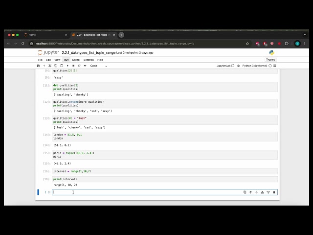 Python Crash Course - 1.4 Tuple & Range data types