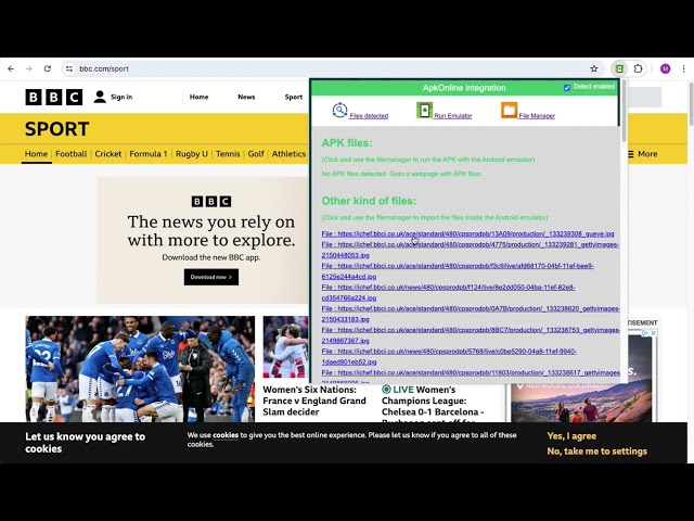 Android emulator APKonline Chrome extension