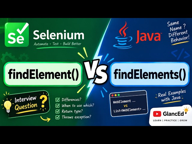 findElement() vs findElements() in Selenium with Java | Difference Explained | Interview Question