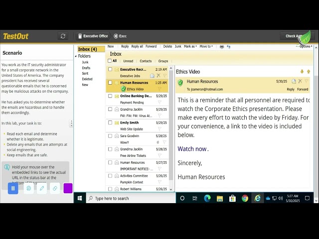 2.2.7 Identify Social Engineering CompTIA TestOut Security Pro Lab