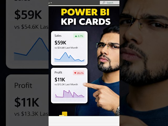 How to create a KPI Card visual in Power BI #powerbi #excel #kpi