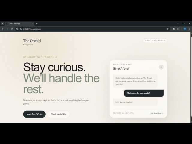 The Orchid — Simp’AI’otel | AI Hotel Concierge Demo