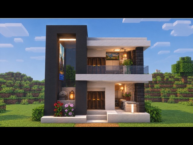 10 Minute Modern House with Full Interior - Minecraft Tutorial