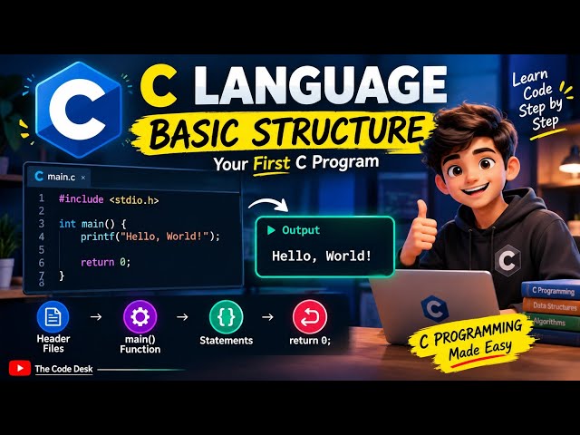 C Language Basic Structure Explained | 🔥 💡 🏆 Complete C Program Structure for Beginners
