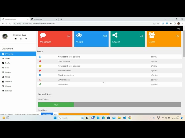 Converting Custom Admin Dashboard Html into Angular 16 Admin Dashboard