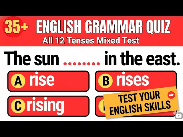 35+ English Grammar Quiz | All 12 Tenses Mixed Test | Test Your English Skills