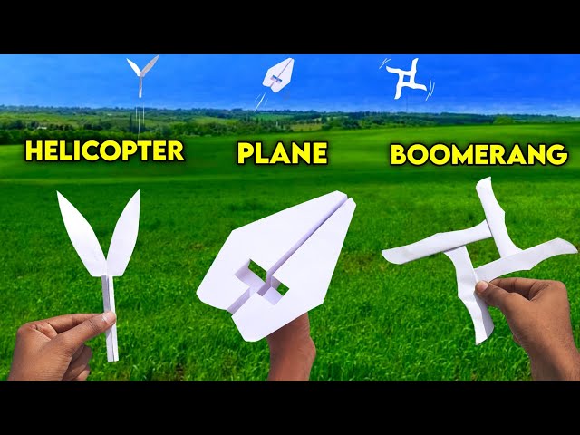 3 Best paper flying paper planes , how to make flying paper helicopter , how to make paper boomerang