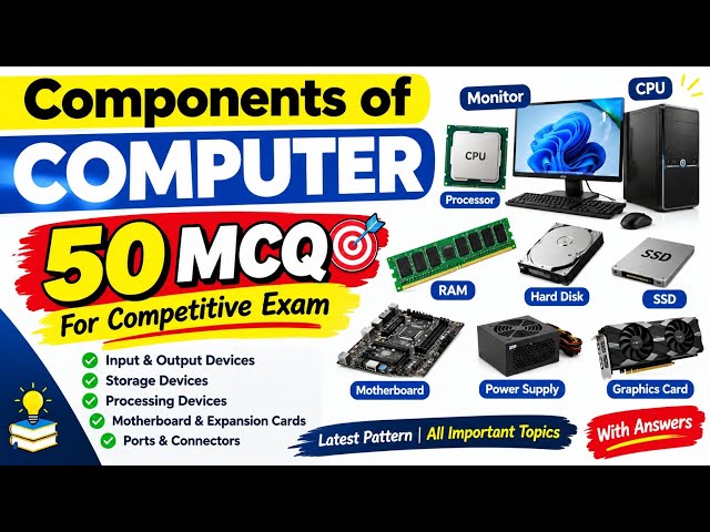 Components of Computer MCQ |50 Important Questions | Computer Fundamentals | Competitive Exams #exam