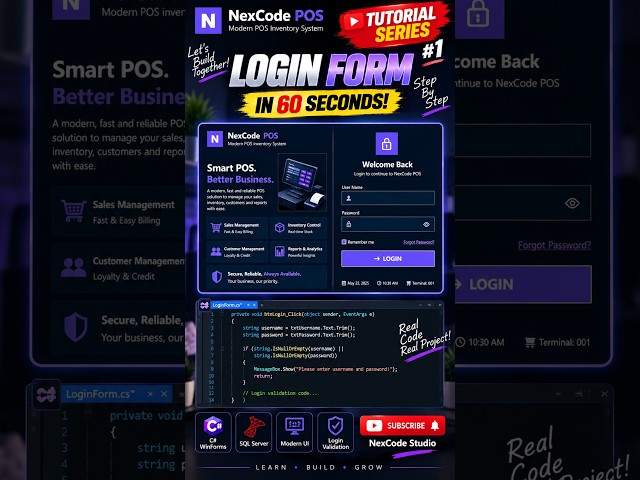 I Built a Login Form for a Real POS System 🚀 | C# WinForms #shorts