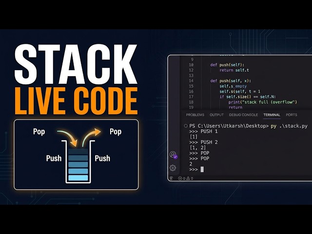 Stack in Python — Live Coding an Array Stack from Scratch (DSA for Beginners)