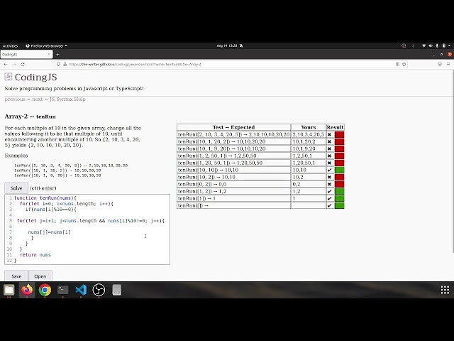 Codingjs (Codingbat)  Array-2 --tenRun  solution