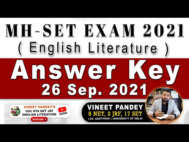 MAHARASHTRA SET (MH-SET) Answer Key Of English Literature With Complete Explanation (26 Sep 2021)