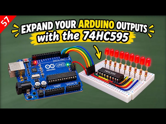 74HC595 Shift Register with Arduino | Control 8+ Outputs Using Just 3 Pins!