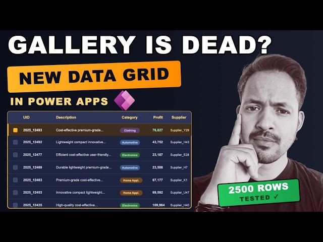 Gallery is DEAD? NEW Data Grid Modern Control in Power Apps - Tested with 2500 Rows
