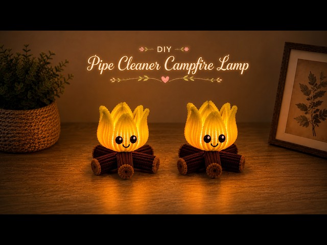 DIY Pipe Cleaner Campfire Lamp 🔥 | Cosy Handmade Room Decor Idea | Pipe Cleaner Aesthetic Mini Lamp