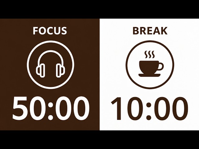 3-Hour Deep Focus Study Session (50/10) | Brown Noise for ADHD 🎧