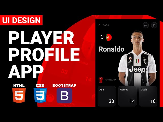 UI Design - Player Profile Card App | HTML, CSS Speed Coding Tutorial with Source Code