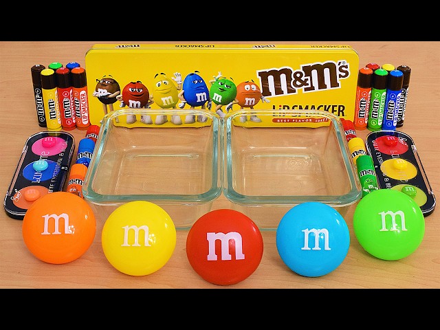 Mixing M&M Makeup and Eyeshadow Into Slime ASMR