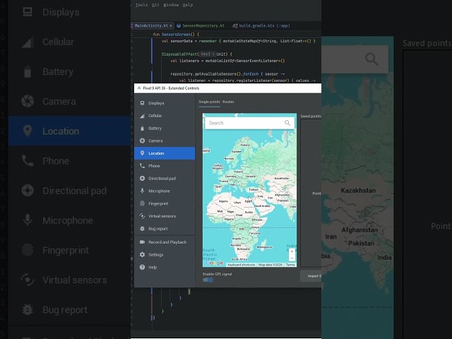 Android Studio emulator gps spoofing