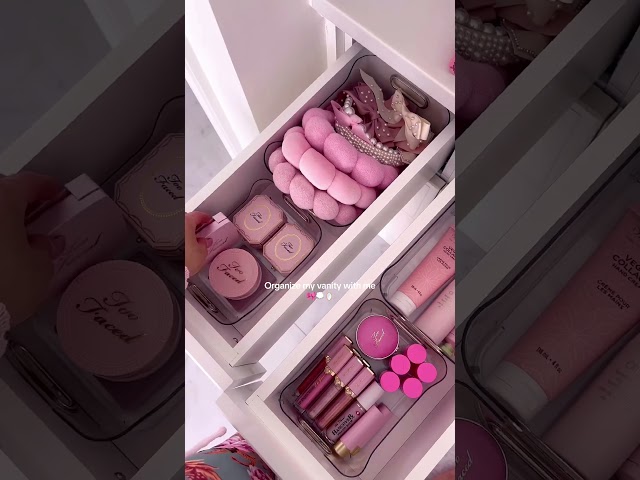 So satifiying!!💭🎀☁️🥲 #organize #makeupvanity #asmr #makeup #asmrskincare #pink #glam #luxury