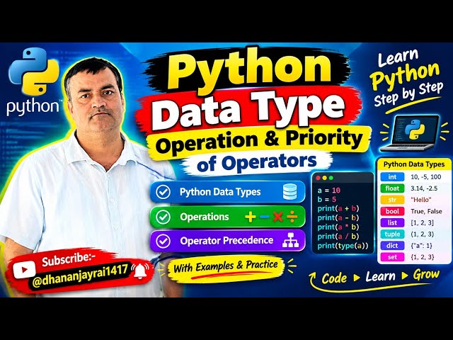 Lec 4 :-Learn Python: Data Types, Operations & Priority of Operators