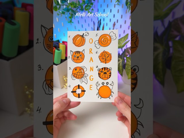 🟠 Orange Color Challenge #shorts #drawing #colorchallenge