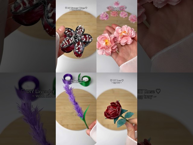 4 Easy DIY Flowers You NEED to Try | Demogorgon Hair Clip, Peony, Lavender, Rose