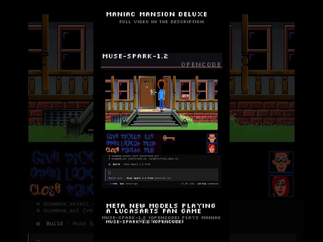 Meta Muse Spark 1.2 plays Maniac Mansion Deluxe (LucasArts fan game)