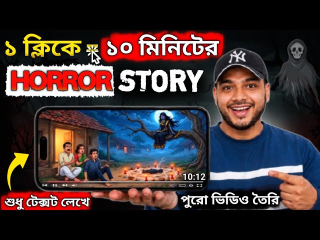 ১ ক্লিকে লং Horror Story ভিডিও 😱 শুধু টেক্সট লেখে পুরো ভিডিও তৈরি | How To Make Horror Story Video