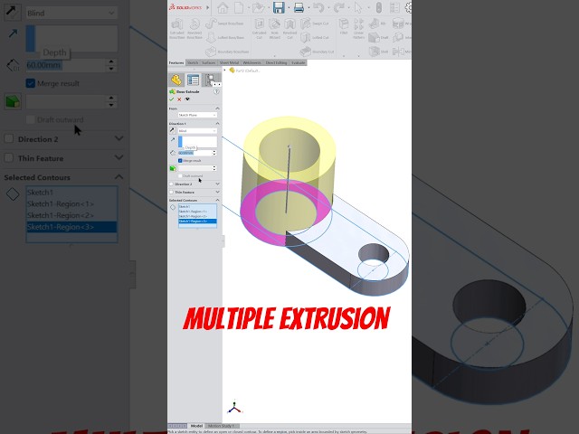 Multiple extrusion with single sketch in solidworks 😀 #shorts #ytshorts #solidworks #malviyacad