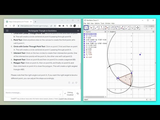 Geometric reasoning with ChatGPT and GeoGebra, part 2