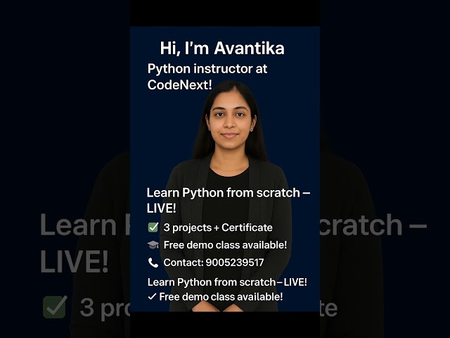 Learn Python from scratch — LIVE with projects & certificate! 🚀 Join the free demo now 💻#PythonCours