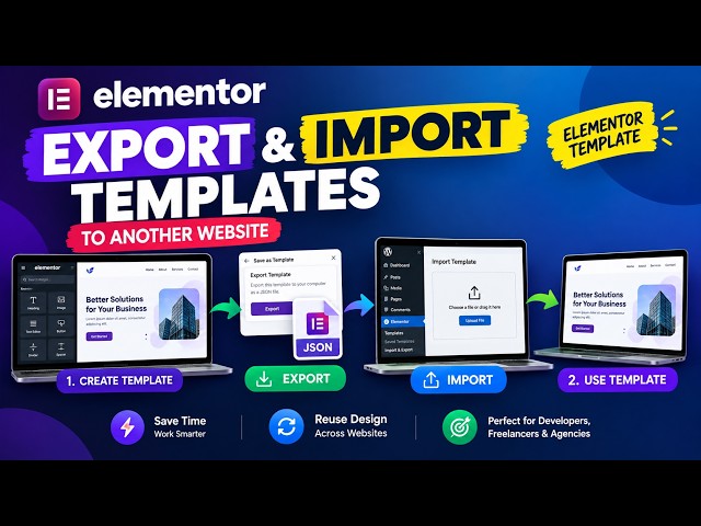 How to Export & Import Elementor Templates to Another Website | Elementor Tutorial Bangla