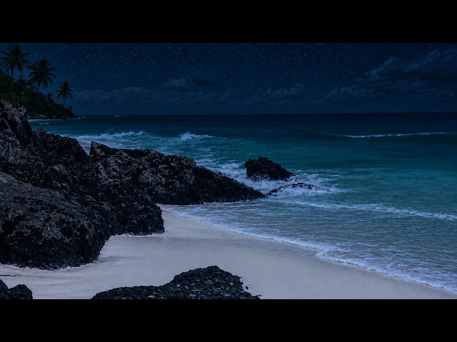 🔴 LIVE STREAM · Moonless Coast, Night Sky · Wave Sounds for Anxiety Relief · 1 Hour