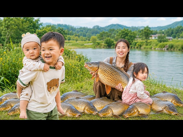Discharging Pond Water to Find GIANT FISH! | Market Sales & Shredding Pig Feed | Village Life