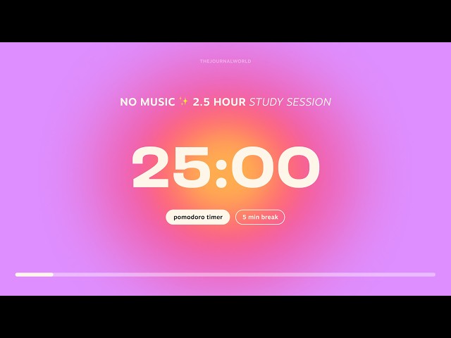 Aesthetic Pomodoro Timer 5x25min 📓👩‍💻 Back to school study with me | Focus & Get Things Done