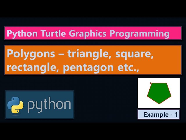 Python Turtle Graphics Program Example 1 | Polygons triangle square rectangle pentagon | #highblix