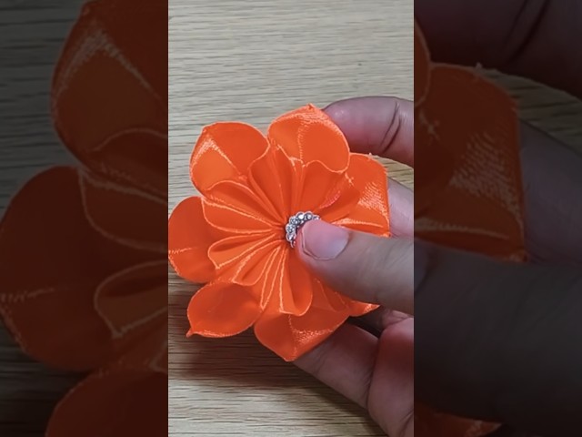 How to Make a Beautiful Ribbon Flower 🌸 Easy DIY #Shorts