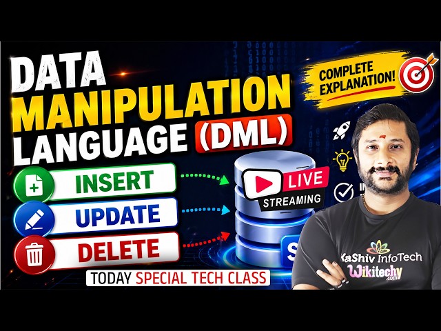 🔴 LIVE: Learn SQL DML Fast ⚡ INSERT UPDATE DELETE with Real Examples (Tamil) | Kaashiv Infotech SQL