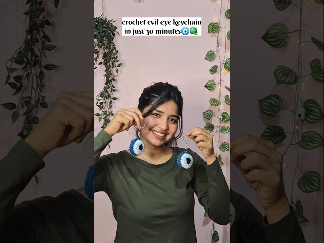 How to Crochet Evil Eye Keychain 🧶✨ #crochet #crocheting #keychain #beautiful #diy #cute