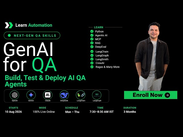 Live Training For - GenAI for QA & Test Automation | Build Test And Deploy AI Agents For Testing
