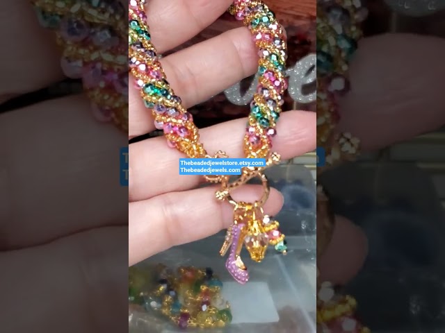 Beautiful handmade crystal spiral bracelet with charms.#beads #charmaccessories #diy #jewelry