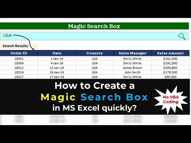How to Create a Magic Search Box in MS Excel Quickly without VBA?