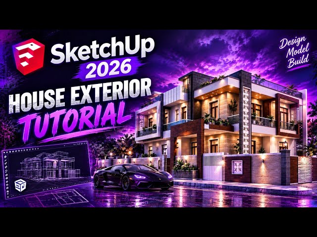 Exterior Tutorial Sketchup 2026 + V-Ray 7 Render | House Exterior | SKETCHUP IT #8