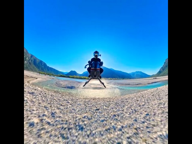 Jet powered flying speeder motorbike over the river #volonaut #hoverbike